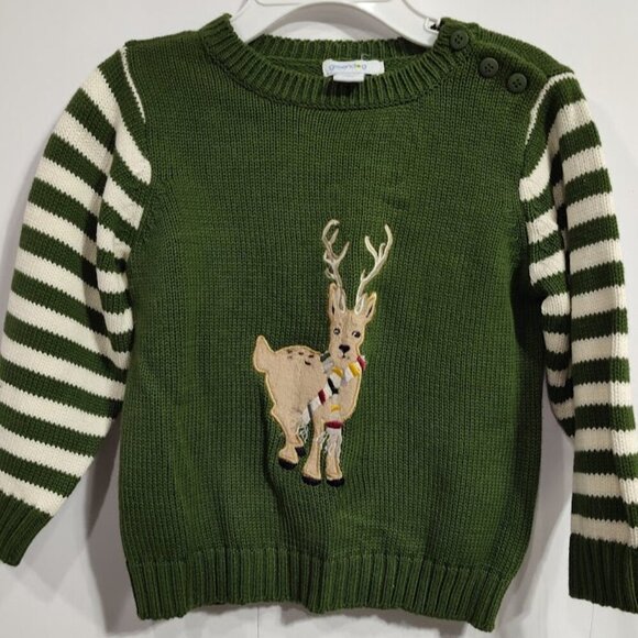 Greendog Y2K Christmas Reindeer Sweater 24 Months 100% Cotton Green NWT - Picture 2 of 9